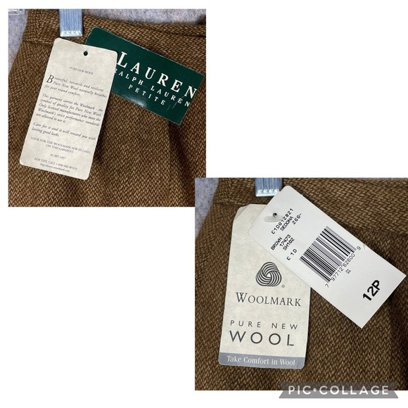 Lauren Ralph Lauren 100% Lambswool Brown Tweed Old Money Pencil Skirt - NWT 12P - Picture 5 of 13